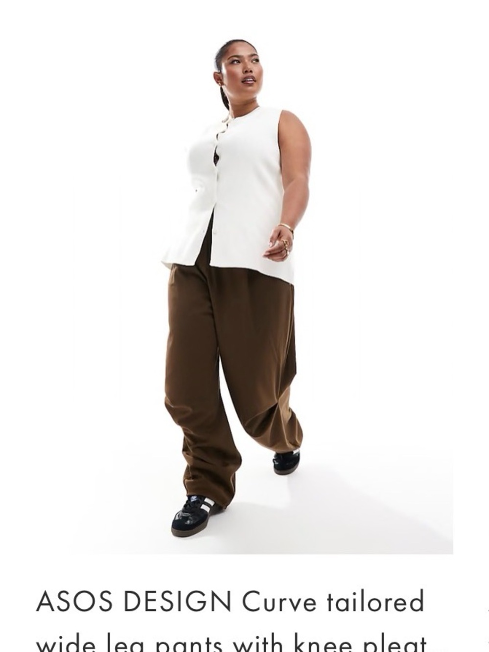 ASOS Curve Olive Brown Wide-Leg Tailored Pants